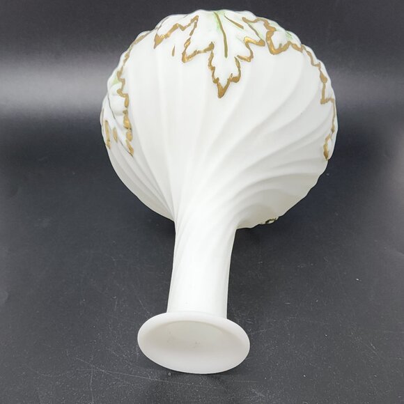 Dithridge & Co Satin Milk Glass Decanter Apothecary Bottle Twisted W Leaves VTG - Picture 2 of 9
